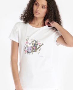 Camiseta Barbour Melrose Mujer Blancas | KQGM59730