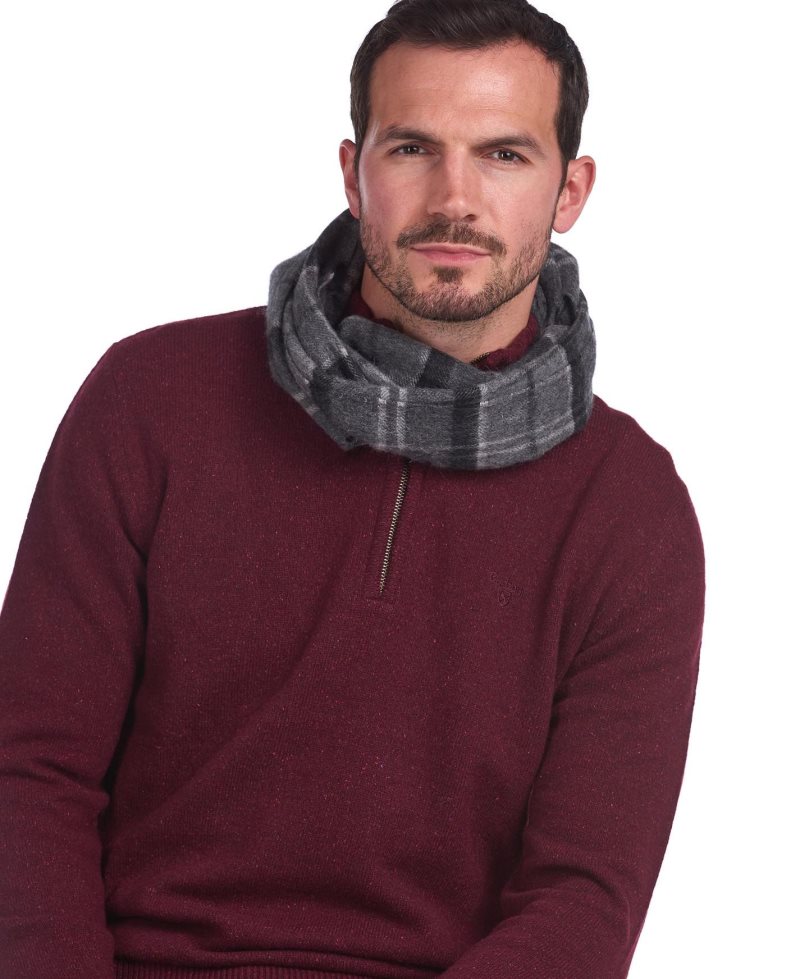Bufandas Barbour Schal Wolle Kaschmir Tartan Hombre Negras Gris | EWZG39827