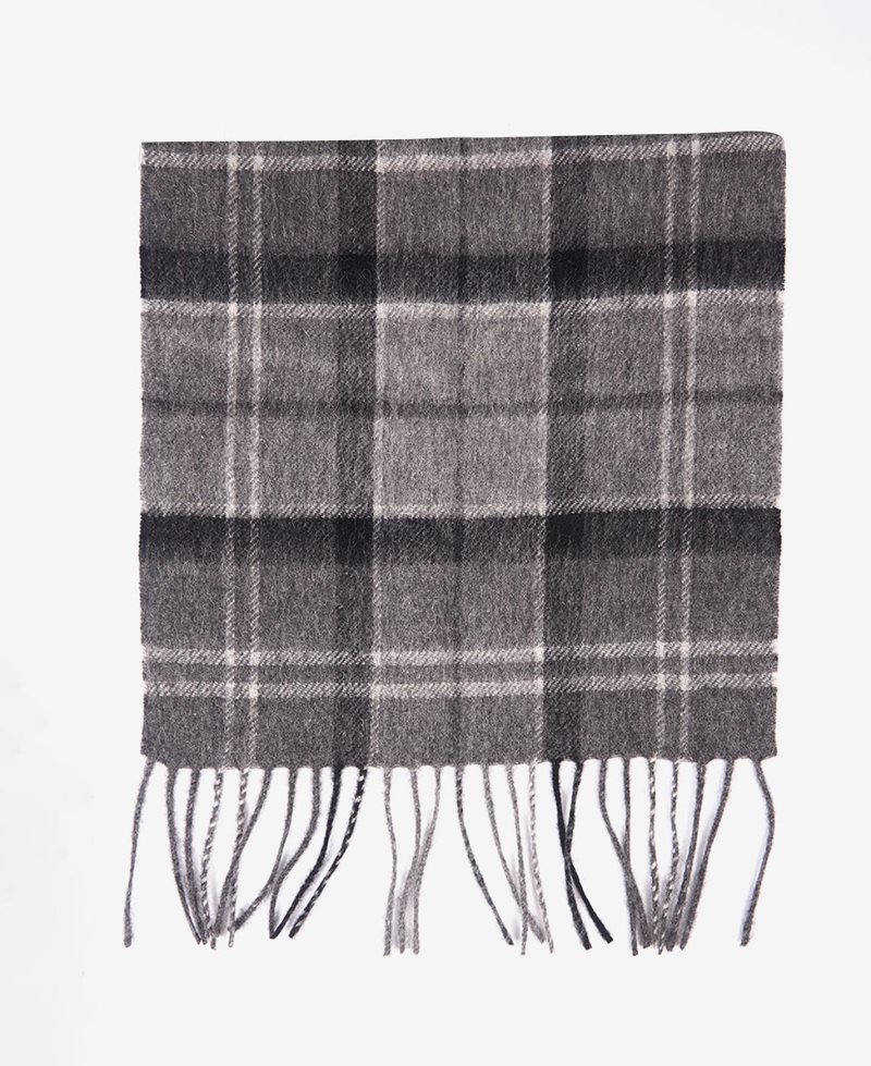 Bufandas Barbour Schal Wolle Kaschmir Tartan Hombre Negras Gris | EWZG39827