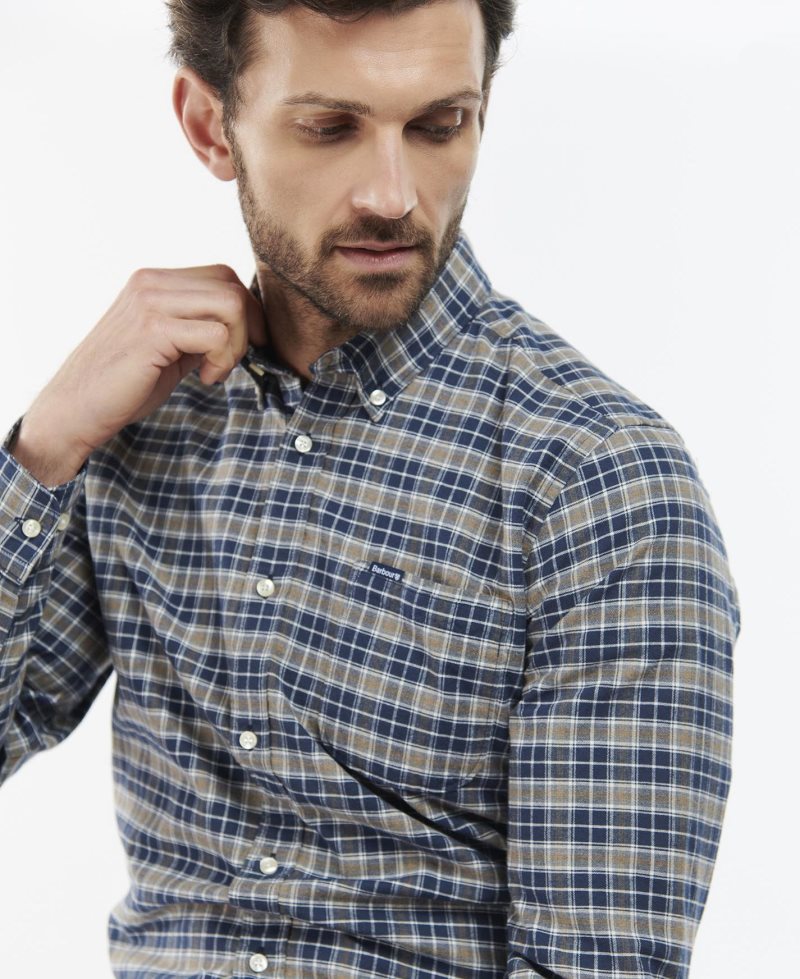 Camisas Barbour Benwell Tailored Fit Hombre Blancas | XHNF29160