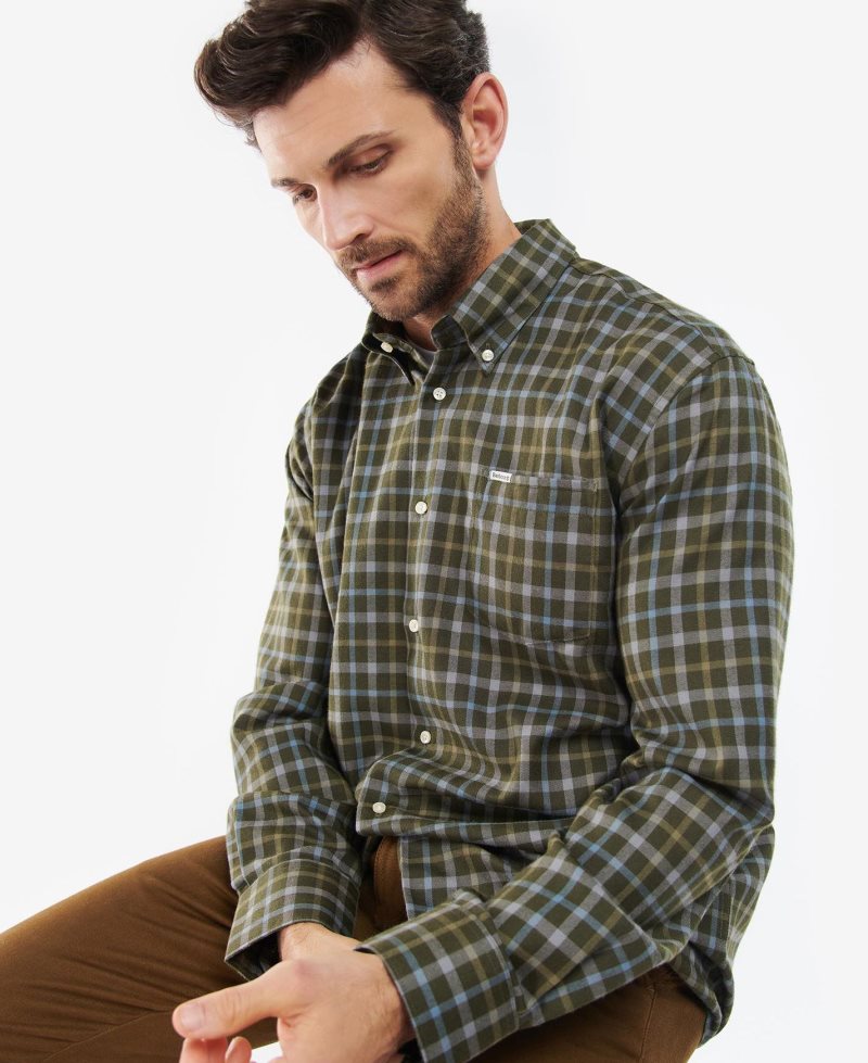 Camisas Barbour Coll Thermo Hombre Verde Oliva | OPKX19503