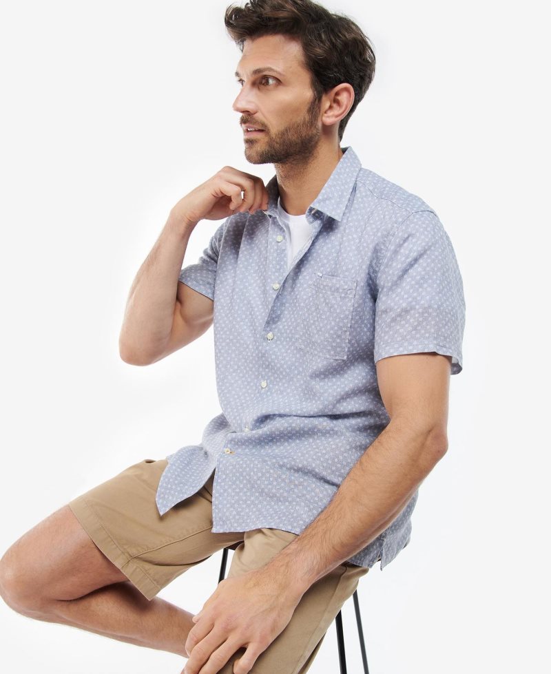 Camisas Barbour Spot Summer Fit Hombre Azul Marino | TOJU23596
