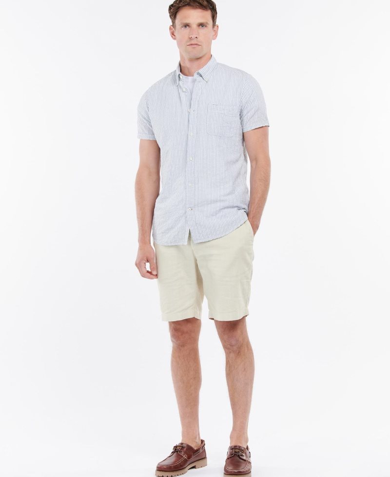 Camisas Barbour Stanton Corta Sleeve Tailored Hombre Azules | XAET61497