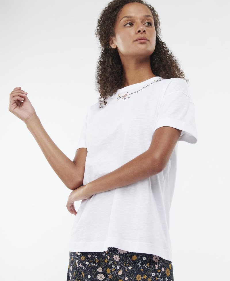 Camiseta Barbour Cranmoor Mujer Blancas | BPTC93824
