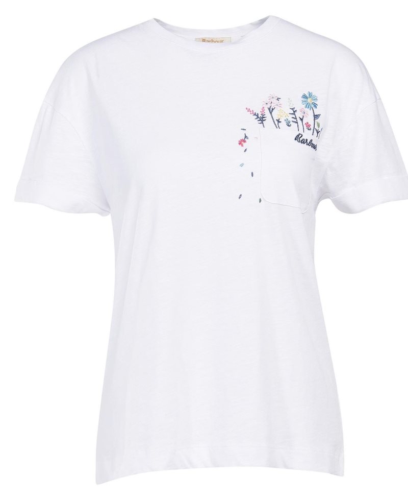 Camiseta Barbour Evergreen Mujer Blancas | TXSR47503