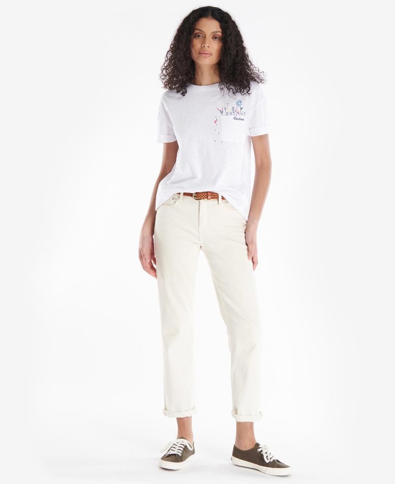 Camiseta Barbour Evergreen Mujer Blancas | TXSR47503