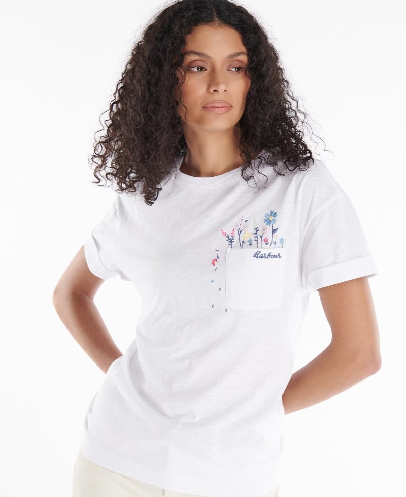 Camiseta Barbour Evergreen Mujer Blancas | TXSR47503
