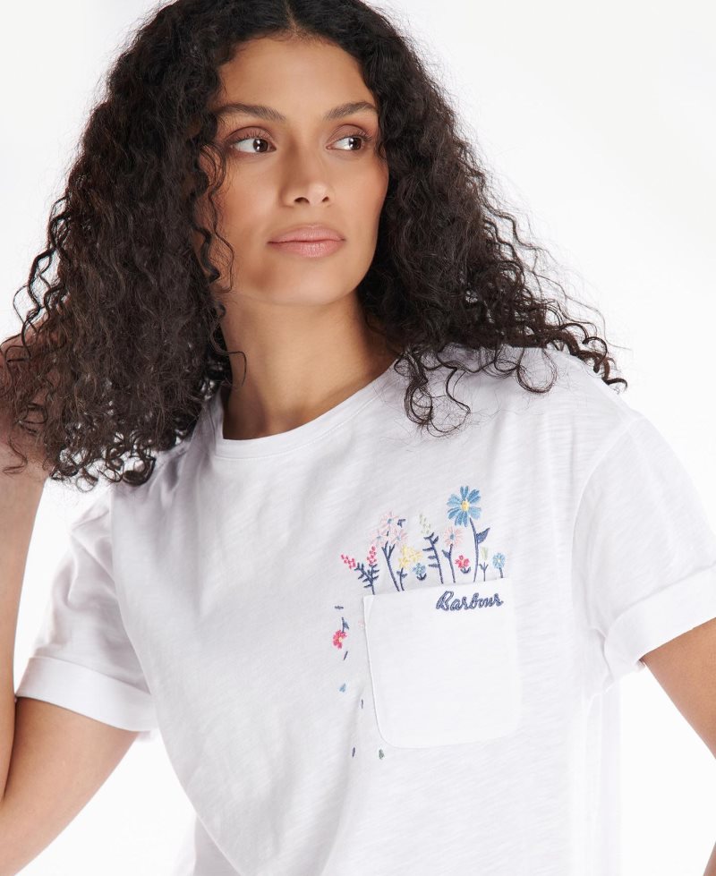 Camiseta Barbour Evergreen Mujer Blancas | TXSR47503