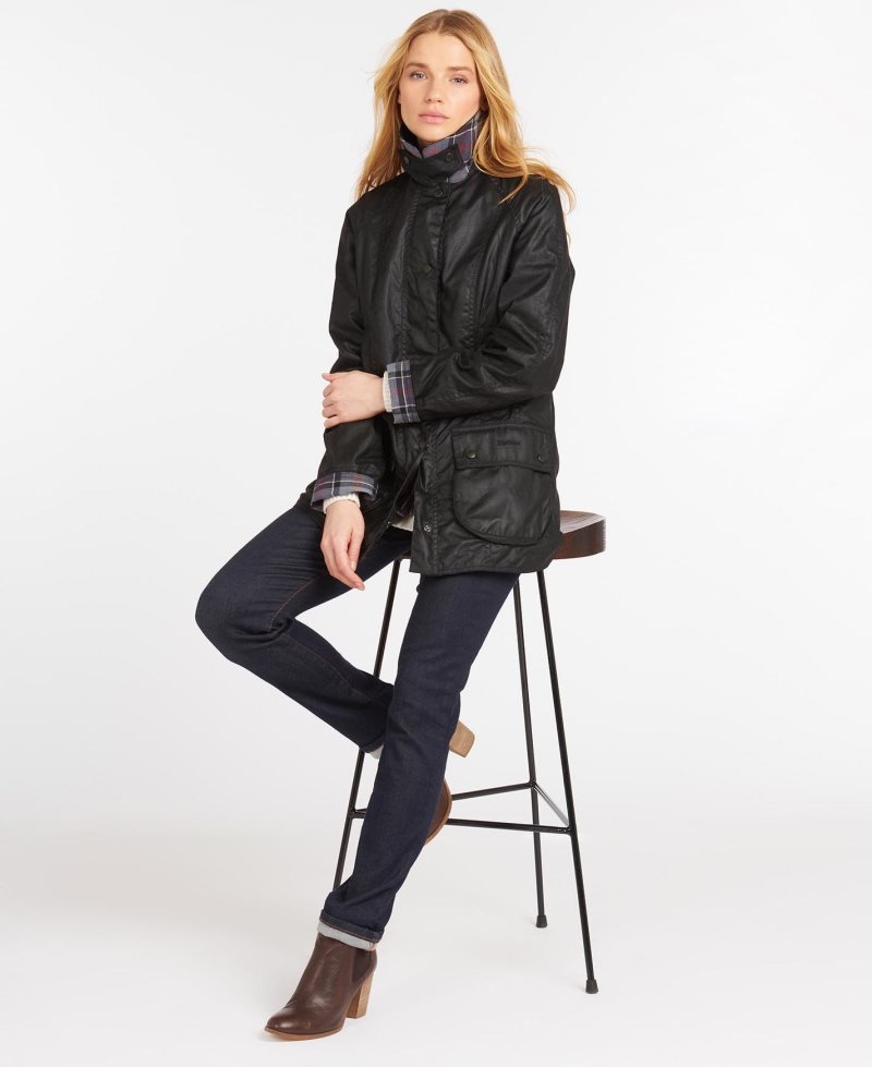 Chaqueta Encerada Barbour Beadnell Mujer Negras | HANG45769