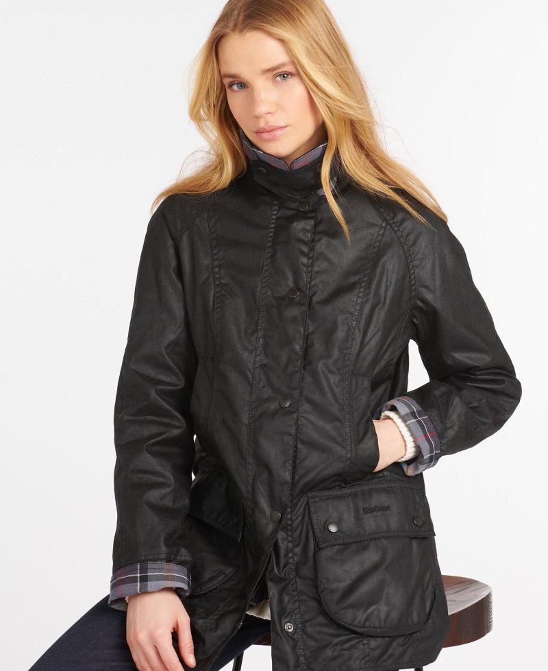 Chaqueta Encerada Barbour Beadnell Mujer Negras | HANG45769
