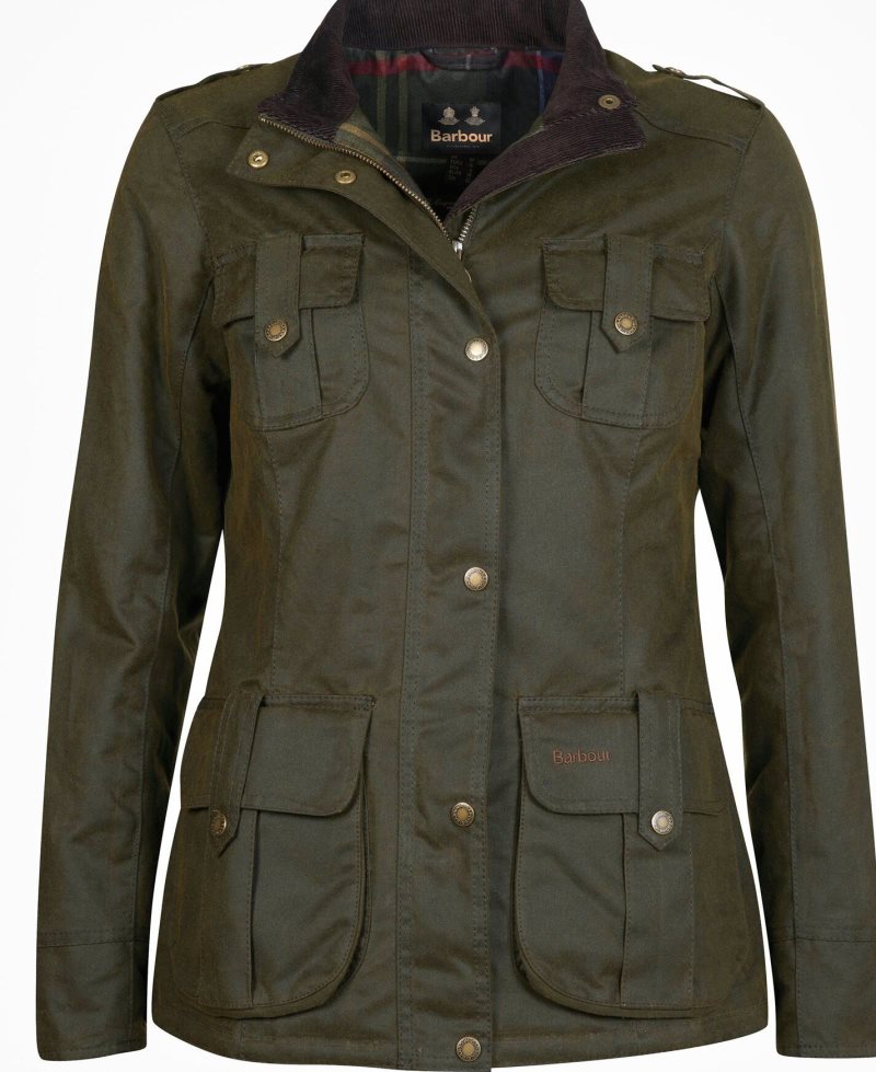 Chaqueta Encerada Barbour Invierno Defence Algodon Mujer Verde Oliva | DARI23185