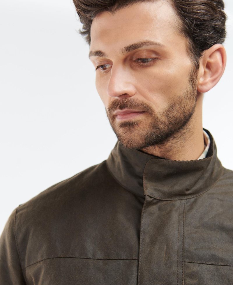 Chaqueta Encerada Barbour Sheldon Hombre Marrones | BFEW46875
