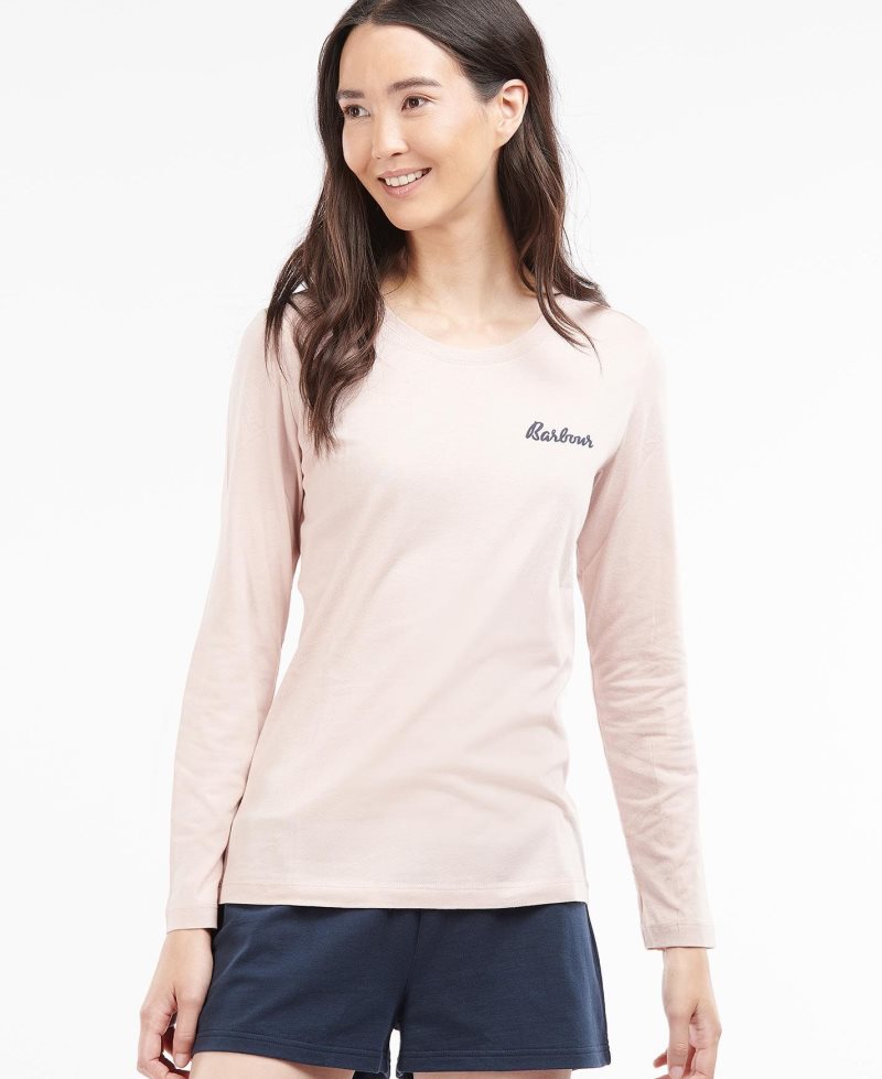 Ropa De Casa Barbour Long Sleeve Edie T-Shirt Mujer Rosas | EPWS86594