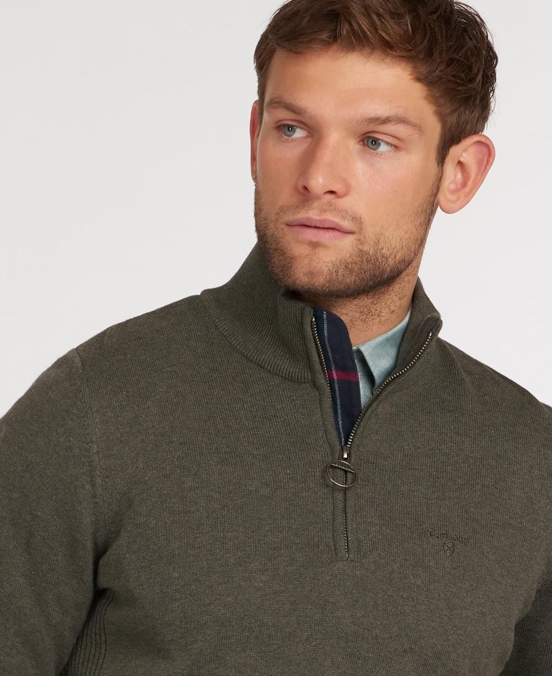 Suéteres Barbour Algodon Half Zip Hombre Gris | OATI73415