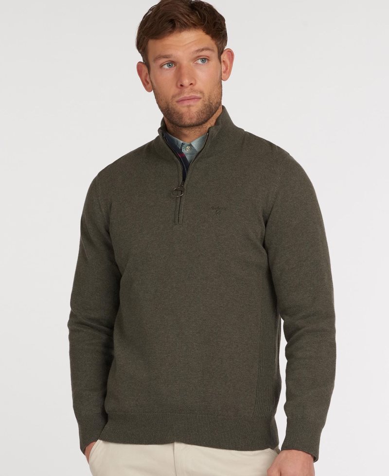 Suéteres Barbour Algodon Half Zip Hombre Gris | OATI73415